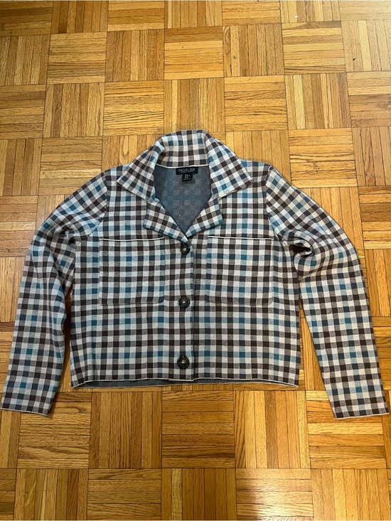 Rachel Zoe Jackets & Blazers - Fall Jacket! Rachel Zoe Teal and Chocolate Brown Plaid Cropped Blazer size XL